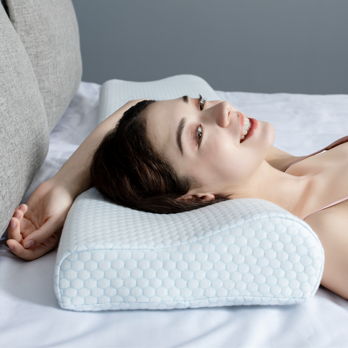 远大新设计舒适慢回弹太空记忆绵枕头人体工程学设计护颈枕高低枕